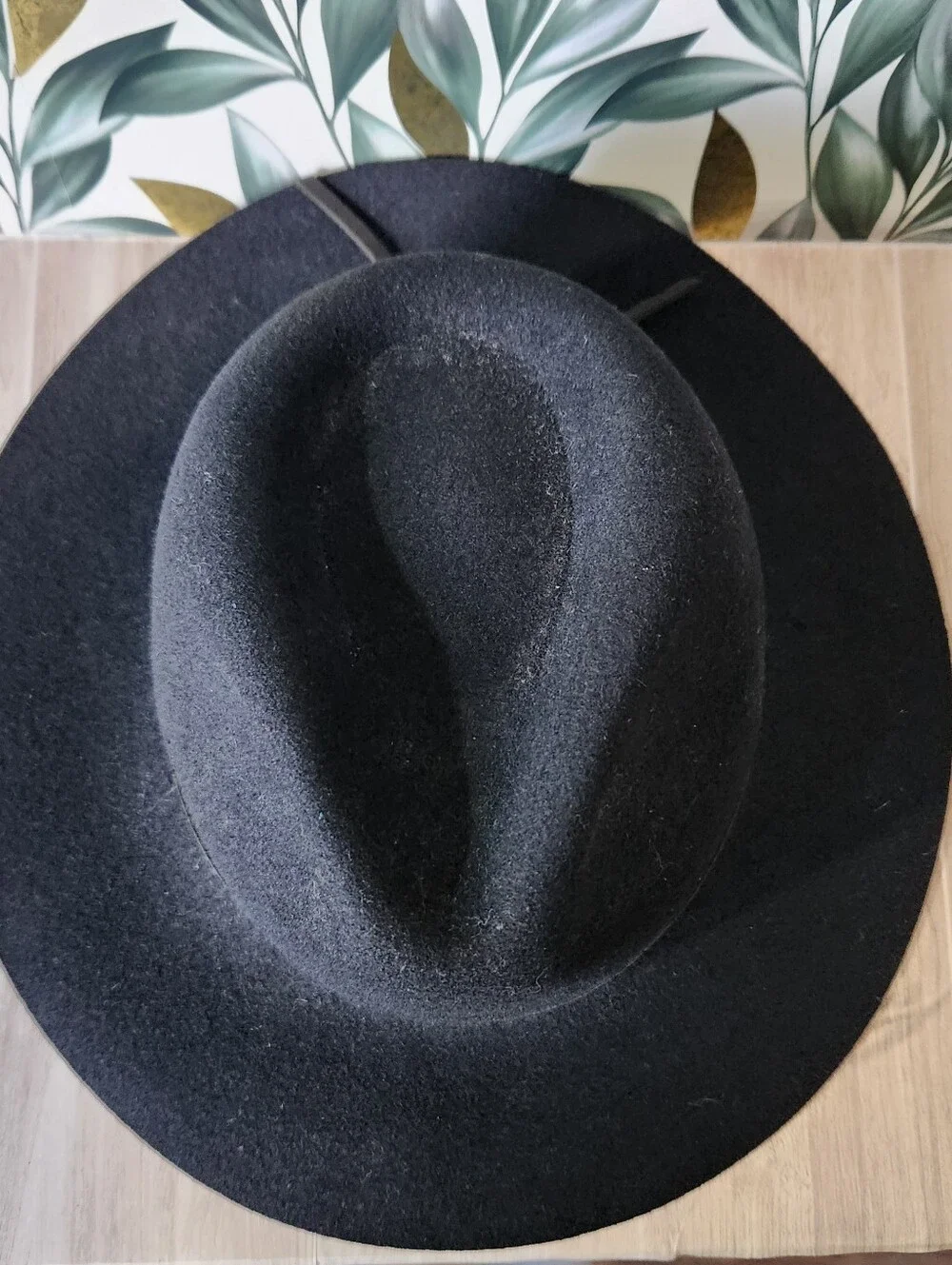 Brixton Black 100% Wool Felt Wide Brim Fedora Hat XS 54cm